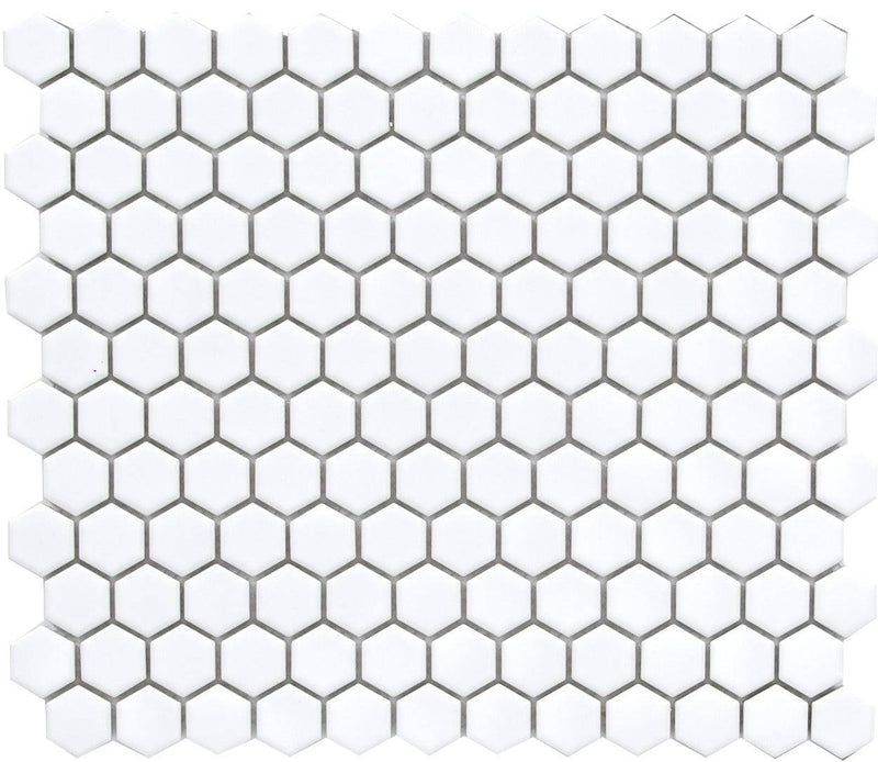 Cc Mosaics White 12x12 Mos. Hexagon 1x1 Porcelain Mosaic Tile - tilestate