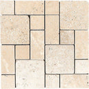 Ivory Travertine Mini Pattern Tumbled Mosaic Tile - tilestate