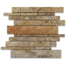 Scabos Travertine Random Strip Honed Mosaic Tile - tilestate