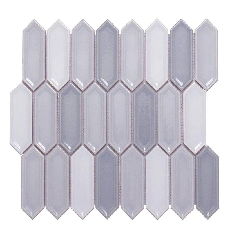 SILVER CLOUD BLEND IVY PICKET PORCELAIN MOSAIC TILE - tilestate