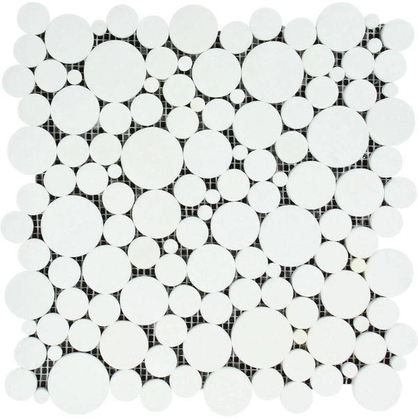 Thassos White Marble Bubble Design Honed Mosaic Tile - tilestate