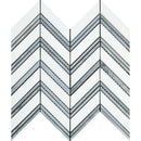 Thassos White Marble Chevron with Blue Strips Honed Mosaic Tile - tilestate