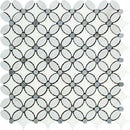 Thassos White Marble Florida Flower Polished Mosaic Tile w/Blue Dots - tilestate