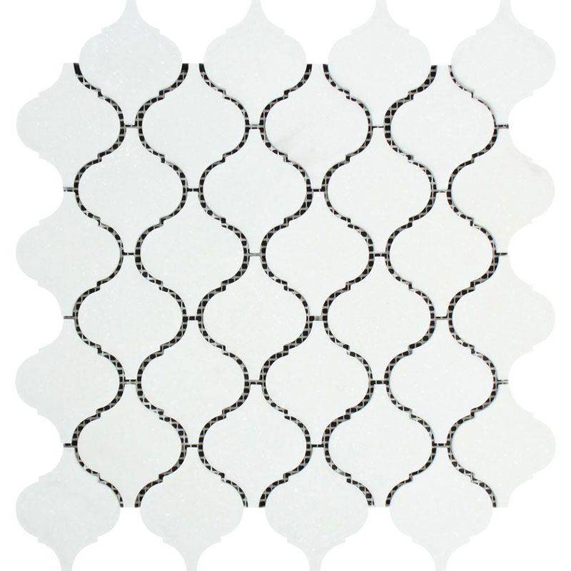 Thassos White Marble Lantern (Arabesque) Honed Mosaic Tile - tilestate