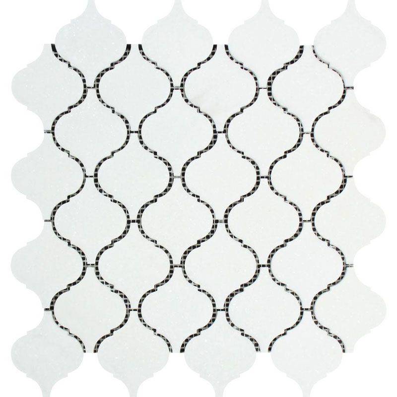 Thassos White Marble Lantern (Arabesque) Polished Mosaic Tile - tilestate