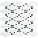 Thassos White Marble Octave with Blue Dots Honed Mosaic Tile - tilestate