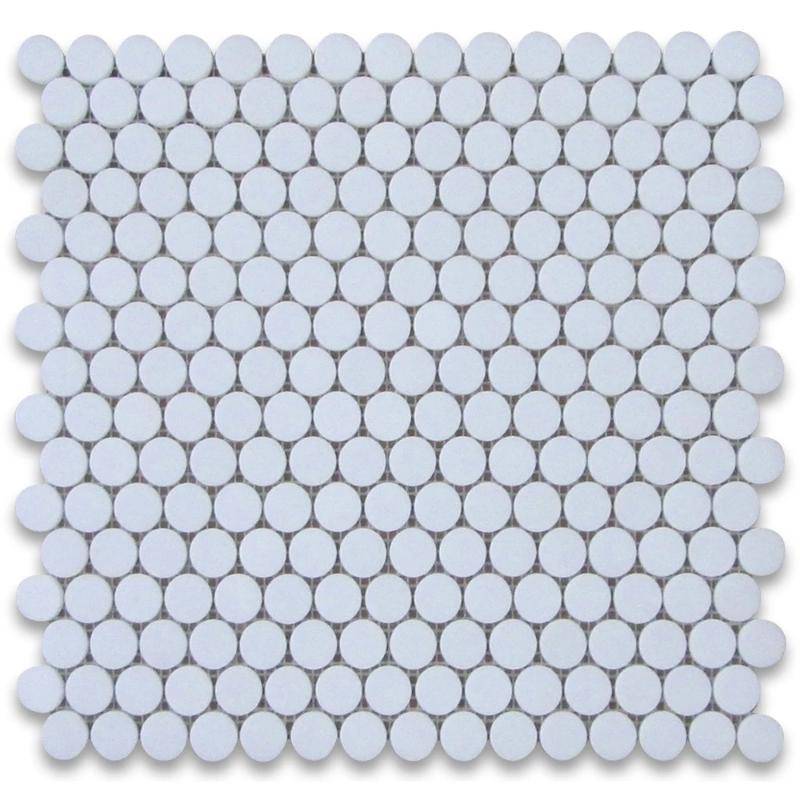 Thassos White Marble Penny Round Honed Mosaic Tile - tilestate