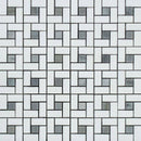 Thassos White Marble Pinwheel w/Blue dots Polished Mosaic Tile - tilestate