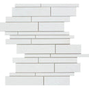 Thassos White Marble Polished Random Insert Strip Mosaic Tile - tilestate