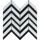White Carrara Marble Chevron with Black Strips Honed Mosaic Tile - tilestate