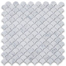 White Carrara Marble Fish Design (Fan Shape) Honed Mosaic Tile - tilestate