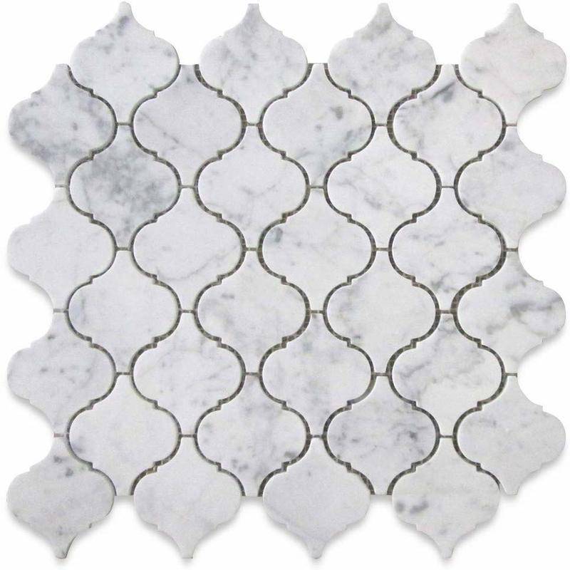 White Carrara Marble Lantern Honed Mosaic Tile - tilestate