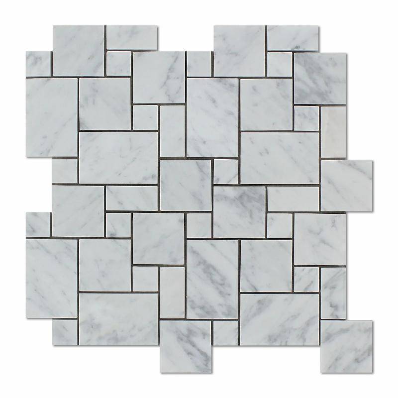 White Carrara Marble Micro Mini Pattern Polished Mosaic Tile - tilestate
