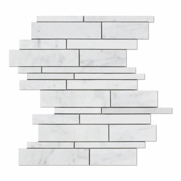 White Carrara Marble Random Insert Honed Mosaic Tile - tilestate