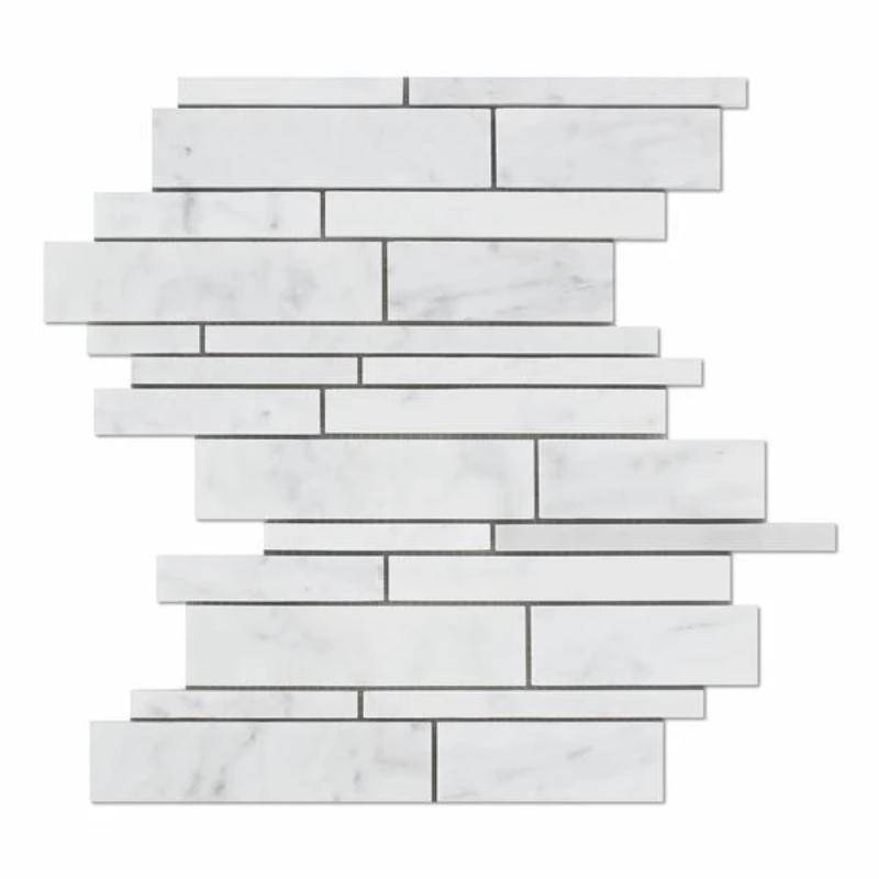 White Carrara Marble Random Insert  Polished Mosaic Tile - tilestate