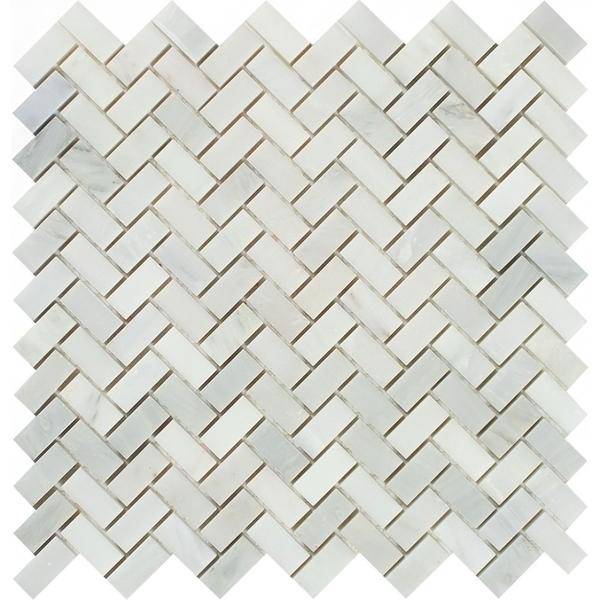 5/8x1 1/4 Polished Oriental White Marble Mini Herringbone Mosaic Tile For  Wall and Floor  Kitchen Backsplash or Shower Wall and Floor - tilestate