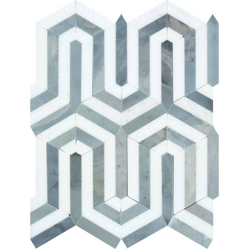 Thassos White and Blue Marble Berlinetta Honed Mosaic Tile - tilestate