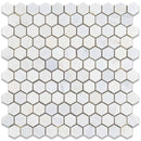 Asian Statuary (Oriental White) Marble 1x1 Hexagon Honed Mosaic Tile For Kitchen Backsplash and Bathroom Wall or Bathroom Floor - tilestate