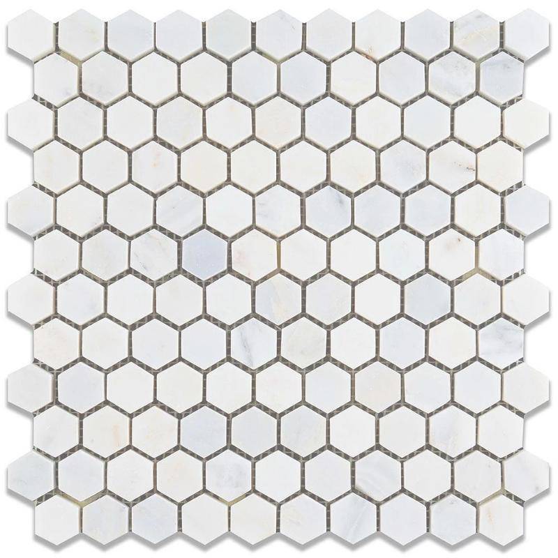 Asian Statuary (Oriental White) Marble 1x1 Hexagon Honed Mosaic Tile For Kitchen Backsplash and Bathroom Wall or Bathroom Floor - tilestate