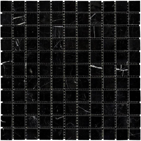 Nero Marquina Marble 1x1 Polished Mosaic Tile - tilestate