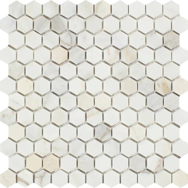 Calacatta Gold Marble 1x1 Hexagon Honed Mosaic Tile - tilestate