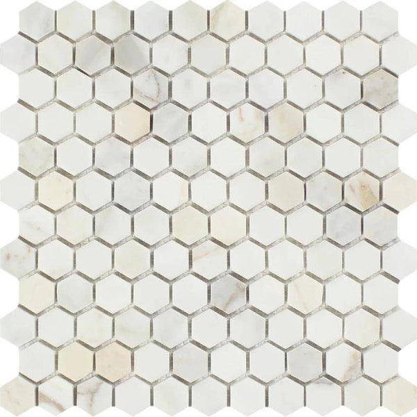 Calacatta Gold Marble 1x1 Hexagon Polished Mosaic Tile - tilestate