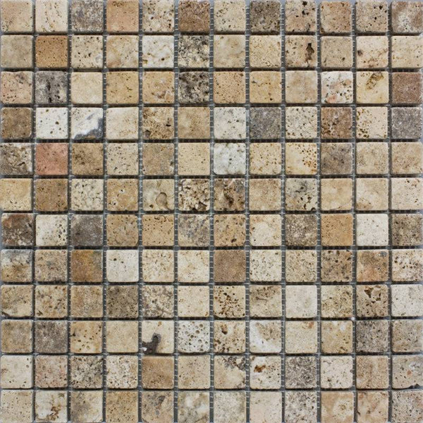 Scabos Travertine 1x1 Tumbled Mosaic Tile - tilestate