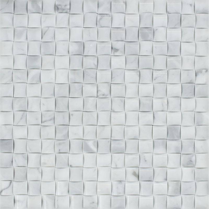 White Carrara Marble 3D Pillow Polished Mosaic Tile - tilestate