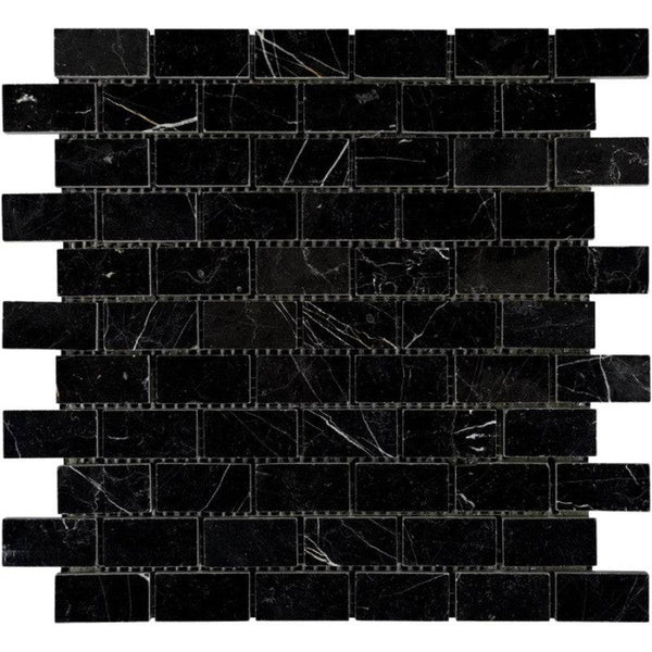 Nero Marquina Marble 1x2 Polished Mosaic Tile - tilestate