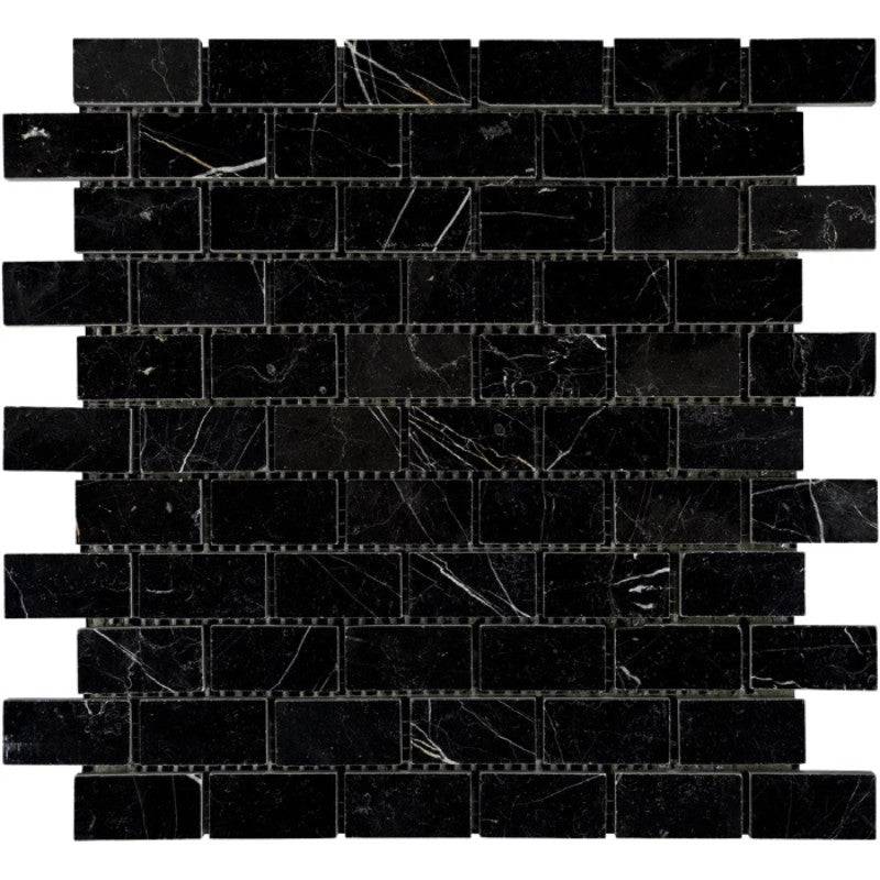 Nero Marquina Marble 1x2 Polished Mosaic Tile - tilestate