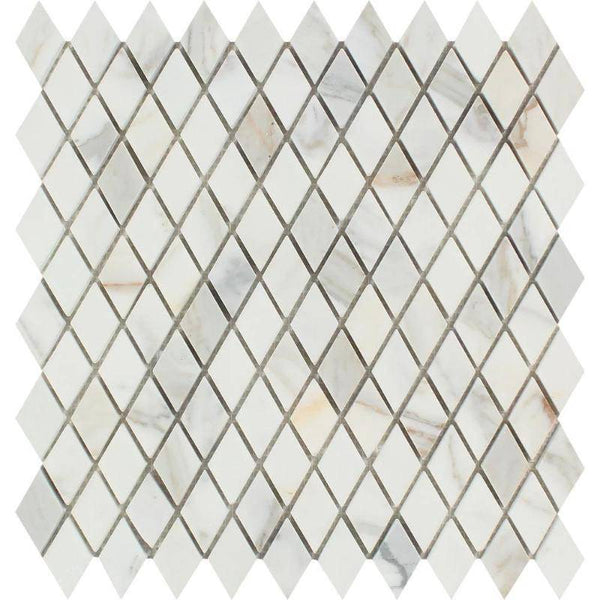 Calacatta Gold Marble Honed 1x2 Diamond Mosaic Tile - tilestate