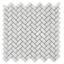 Thassos White Marble 1x2 Herringbone Honed Mosaic Tile - tilestate