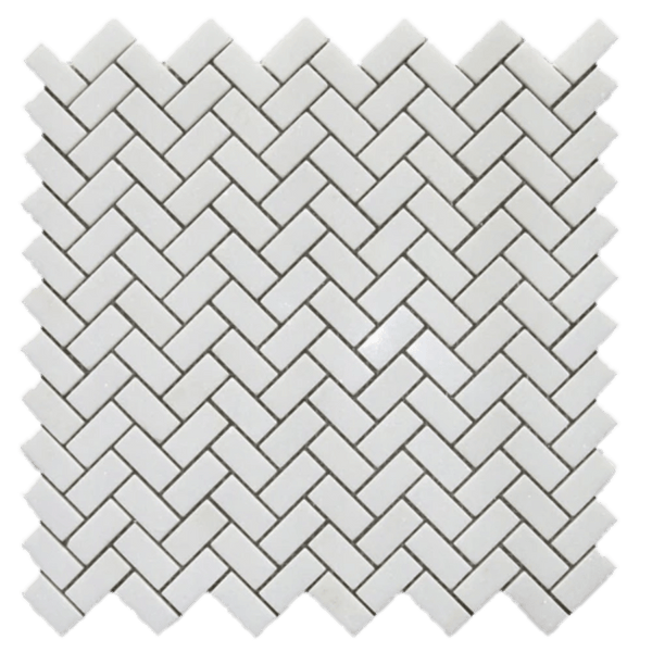 Thassos White Marble 1x2 Herringbone Honed Mosaic Tile - tilestate