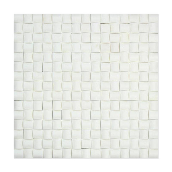 Thassos White Marble 3D Pillow Polished Mosaic Tile - tilestate