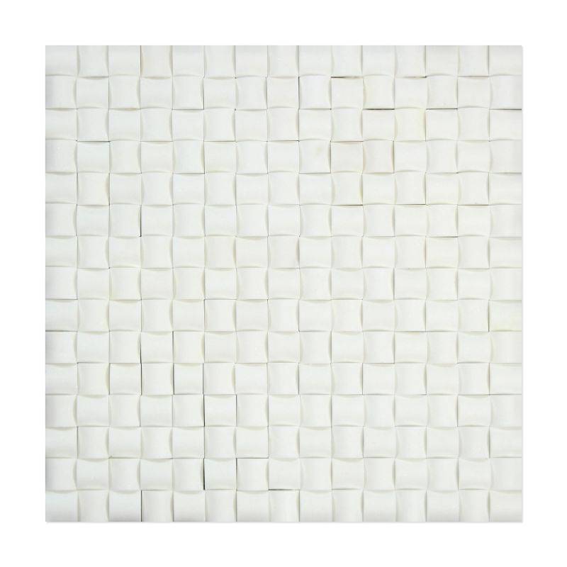 Thassos White Marble 3D Pillow Polished Mosaic Tile - tilestate