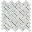 White Carrara Marble 1x2 Herringbone Polished Mosaic Tile - tilestate