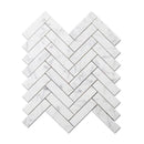 White Carrara Marble 1x4 Herringbone Polished Mosaic Tile - tilestate