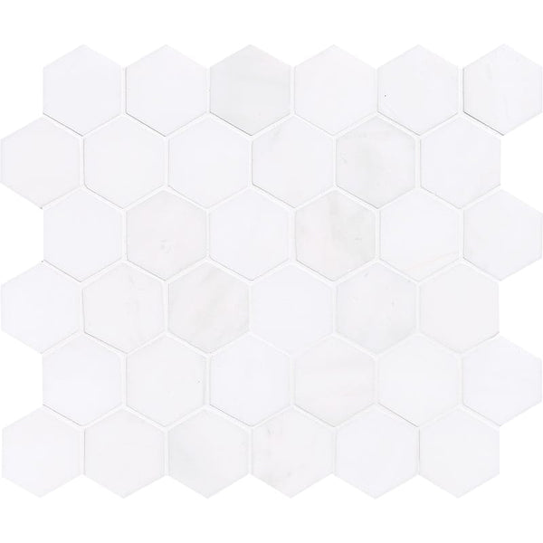 Bianco Lago Marble 2x2 Hexagon Honed Marble Mosaic Tile - tilestate