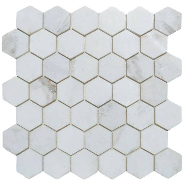 Calacatta Amber Marble 2x2 Hexagon Honed Mosaic Tile - tilestate