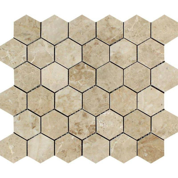 Cappuccino Marble 2x2 Hexagon Polished Mosaic Tile - tilestate