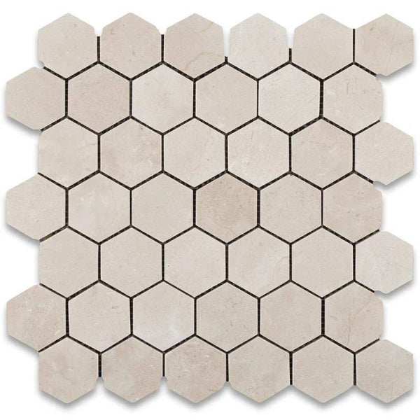 Crema Marfil Marble 2x2 Hexagon Honed Mosaic Mosaic Tile - tilestate