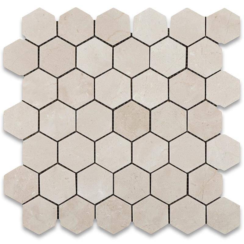 Crema Marfil Marble 2x2 Hexagon Polished Mosaic Mosaic Tile - tilestate