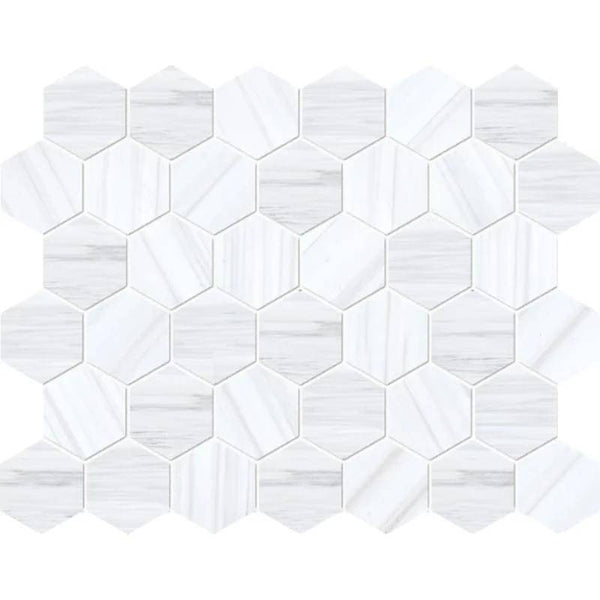 Dolomite Pearl Marble 2x2 Hexagon Polished Mosaic Tile - tilestate