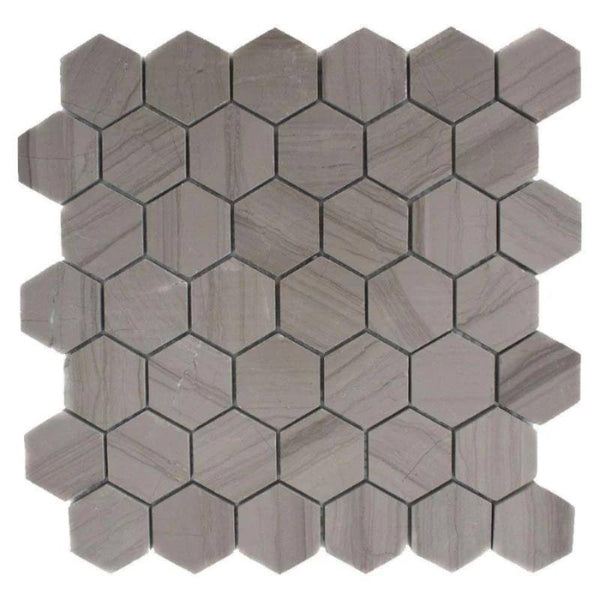 Haisa Dark (Athens Grey) Marble 2x2 Hexagon Honed Mosaic Tile - tilestate