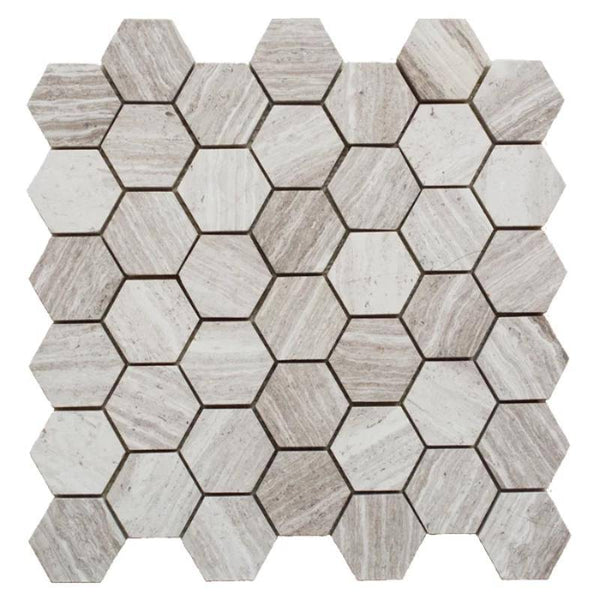 Haisa Light Marble 2x2 Hexagon Honed Mosaic Tile - tilestate