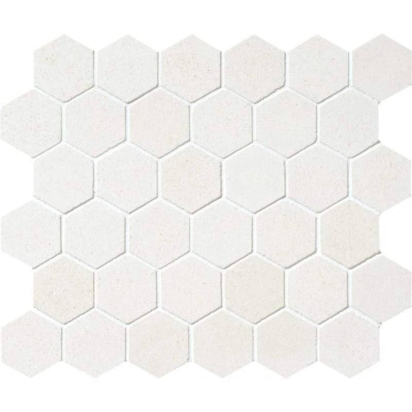 Myra Beige Limestone 2x2 Hexagon Honed Marble Mosaic Tile - tilestate