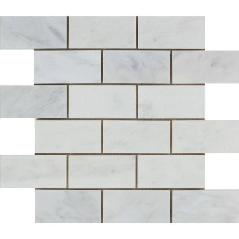 Asian Statuary (Oriental White) Marble 2x4 Honed Mosaic Tile For Kitchen Backsplash and Bathroom Wall or Bathroom Floor - tilestate