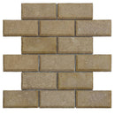 Noce Travertine Deep Beveled 2x4 Honed Mosaic Tile - tilestate