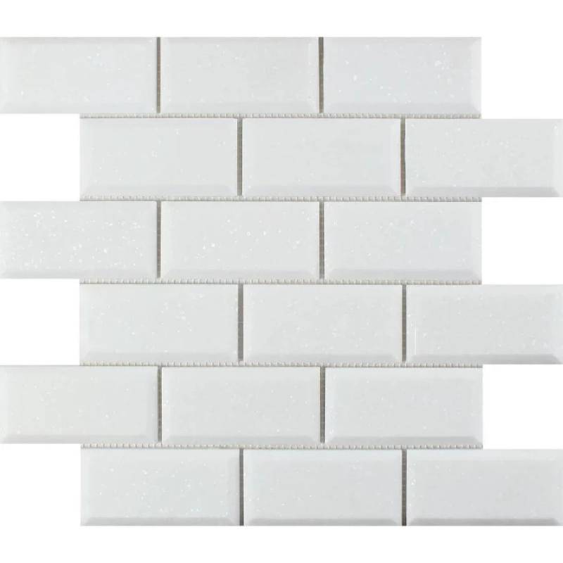 Thassos White Marble Deep-Beveled 2x4 Honed Mosaic Tile - tilestate