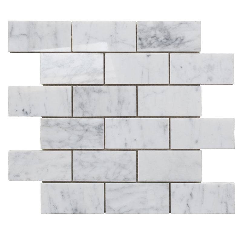 White Carrara Marble 2x4 Polished Mosaic Tile - tilestate